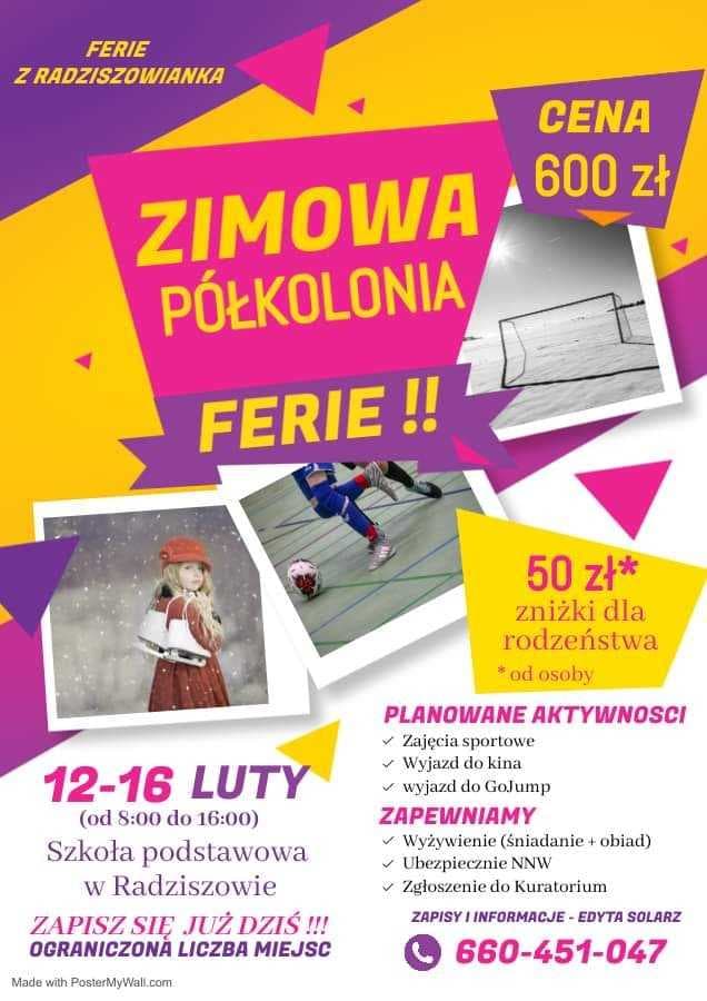 ZIMOWA PÓŁKOLONIA Z RADZISZOWIANKĄ - ostatnia szansa